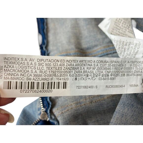 Zara Womens Denim Midi Jean Dress Size S Blue Short Sleeve Slit 7227/082 NWOT - Picture 9 of 9